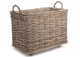 image 1 of Small Wheeled Rattan Hessian Lined Log Basket