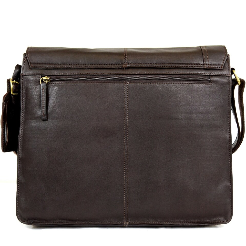 image 1 of Super Soft Premium Large Leather Messenger Bag Brown | Brown