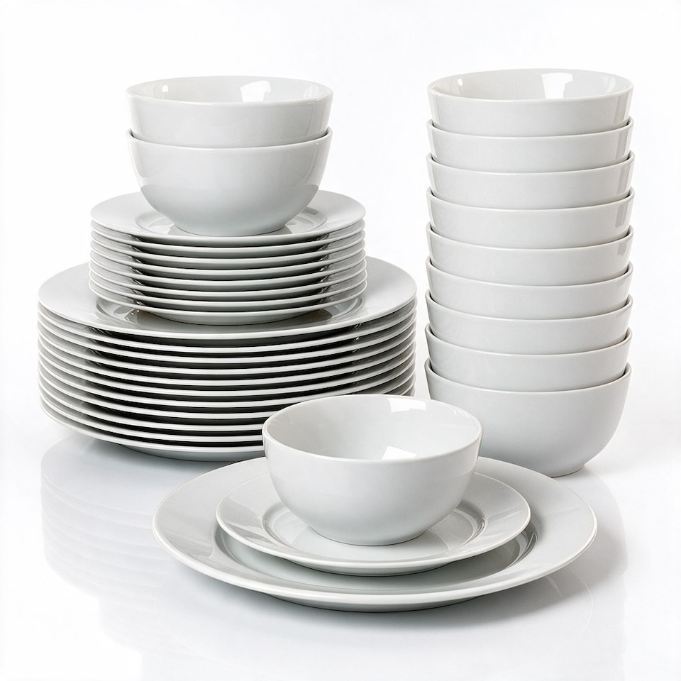 image 1 of 24pc White Rimmed Dinner Set