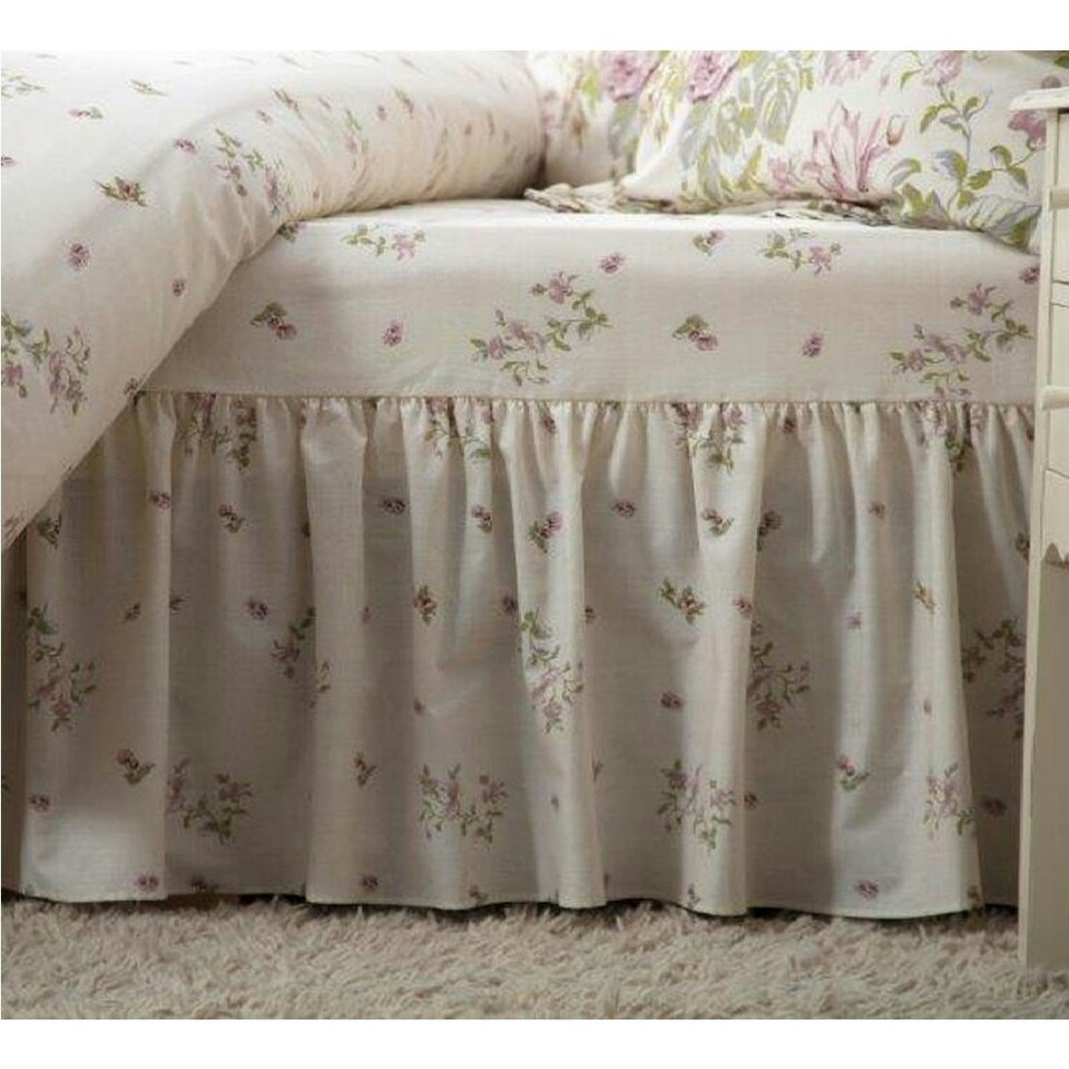 image 1 of Belledorm Rose Boutique Fitted Valance - Ivory/Pink/Green - Single