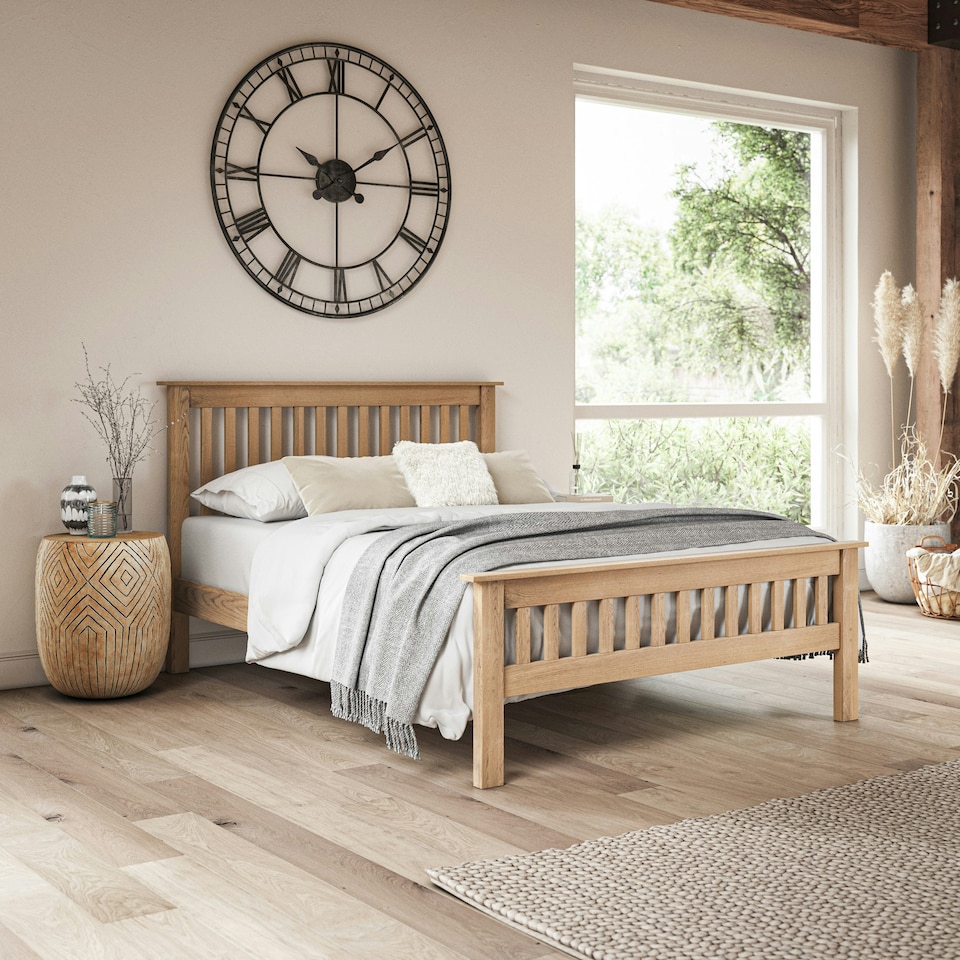 image 1 of Pitlochry Solid Wooden Oak Shaker Style Bed Frame (Double)