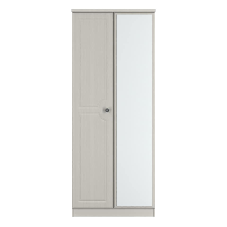 image 1 of Stirling Double Wardrobe with Mirror Door in Grey Ash (Ready Assembled) | Grey | Grey Ash
