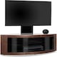 image 3 of Centurion Supports PANGEA Black/Walnut Beam-Thru Curved True-Corner 32"-50" TV Cabinet with Mounting Arm Black | Walnut