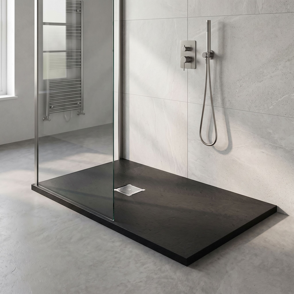 image 1 of Balterley Premium Slimline Rectangular Shower Tray | Black | Black Slate | 1