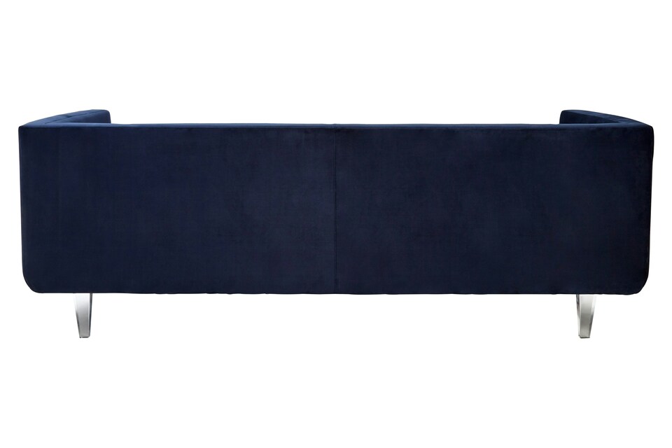 image 1 of Velvet Upholestred Dark Blue Sofa,3-Seater Lounge Sofa With Low Armrests,Luxe Couch, Sofa Seat For Patio | Blue | Two Seater