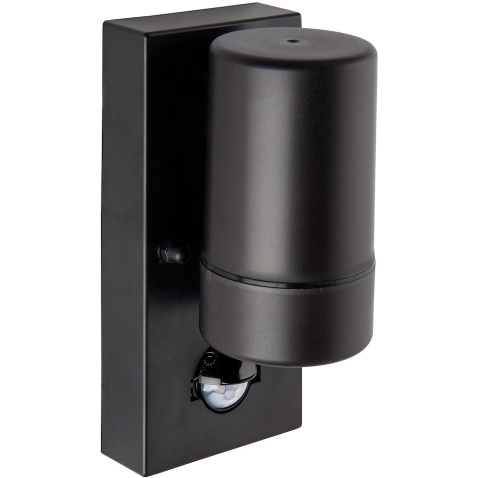 image 1 of Outdoor IP44 Wall Downlight with PIR Sensor - 7W LED GU10 - Matt Black Polymer