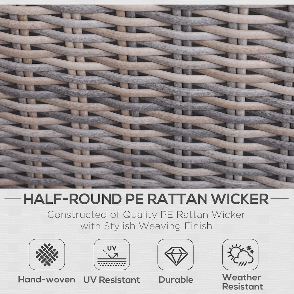 image 1 of Outsunny 5 Pcs Rattan Garden Furniture Set Single Sofa Stool Coffee Table