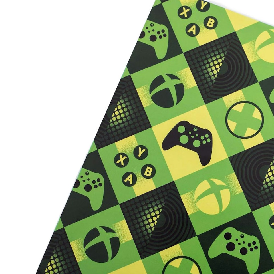 image 1 of Xbox Game Controller Gift Wrap - Green/Black/Yellow - One Size