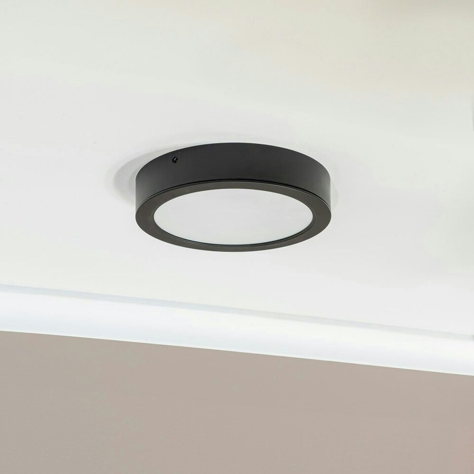 image 1 of ValueLights Lacey Black Round IP44 Bathroom Flush or Recessed Integrated LED Ceiling Light