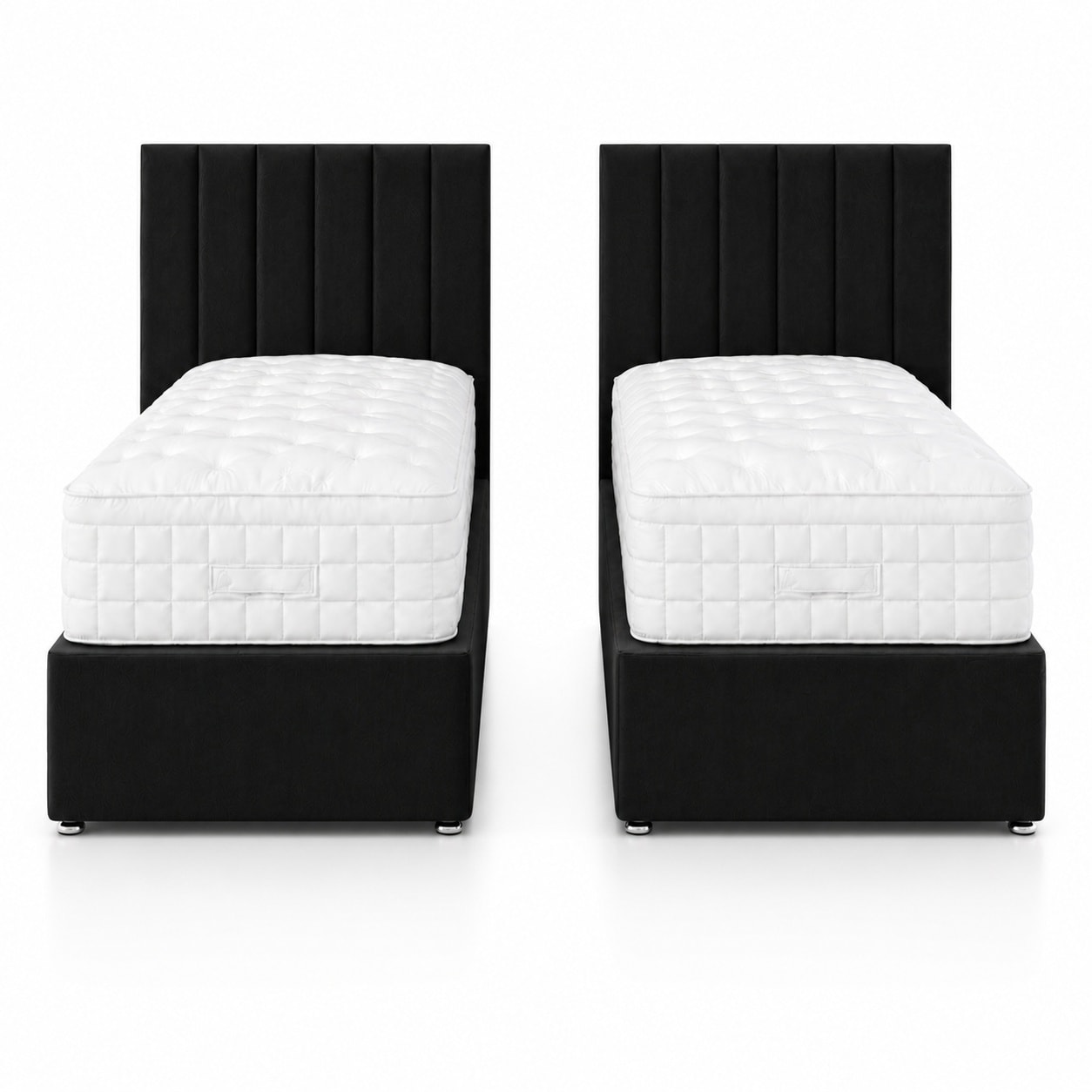 Zip Link 6x3 Length Black Plush Divan Bed Full Set Super king 6ft No Drawers