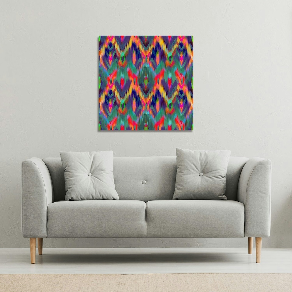 image 1 of Abstract ethnic ikat pattern (Canvas Print) 90 x 90 x 4cm