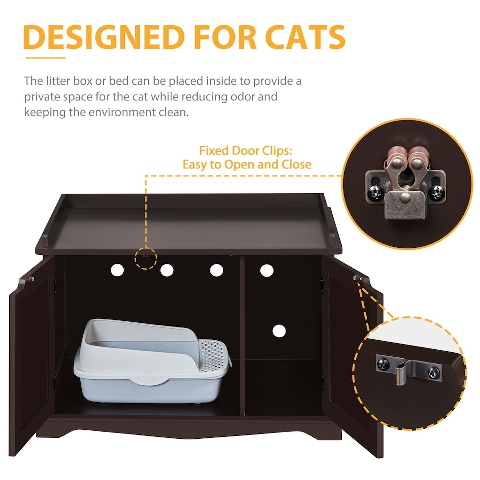 image 1 of Yaheetech Pet Litter Box with Spacious Storage Space N/A | Espresso | One Size
