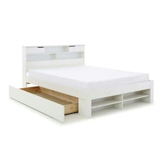 Fabio White Wooden Storage Bed Double