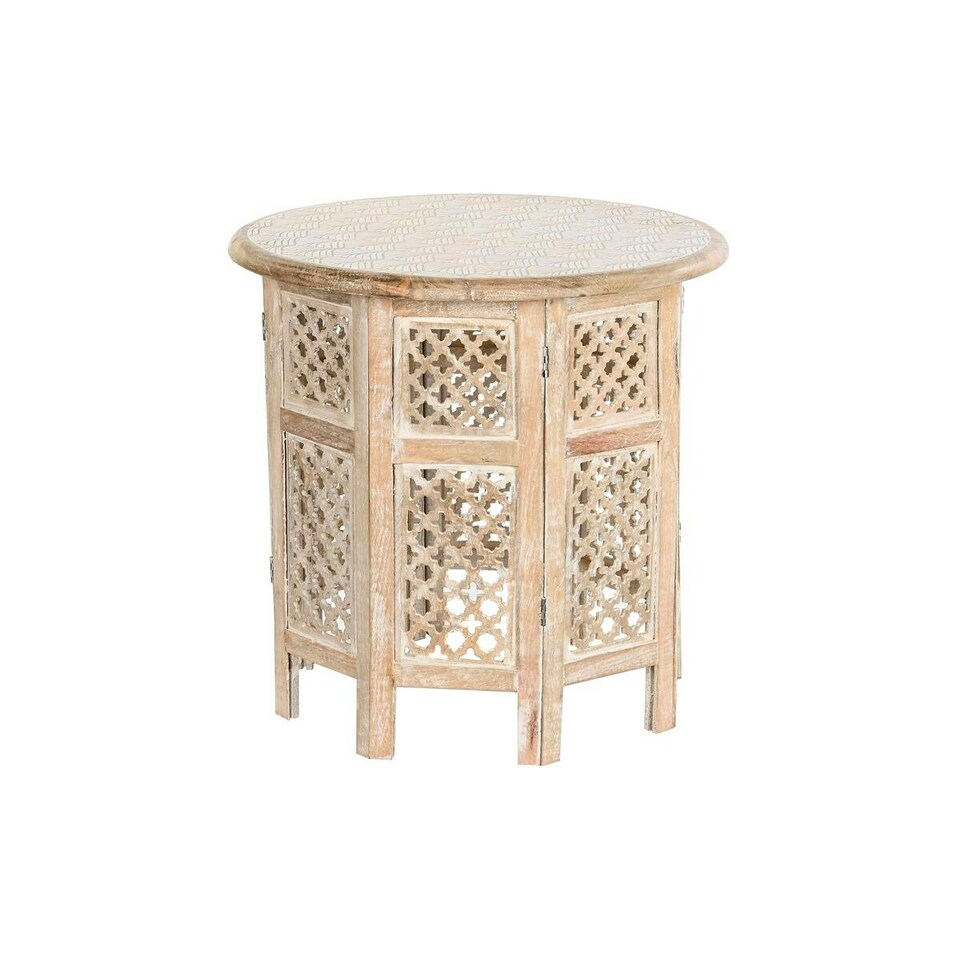 image 1 of Side table DKD Home Decor White Brown Mango wood 53 x 53 x 53 cm N/A