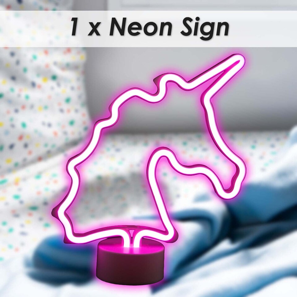image 1 of PMS Unicorn Neon Light Battery Powered Multi-coloured - 28cm x 59cm