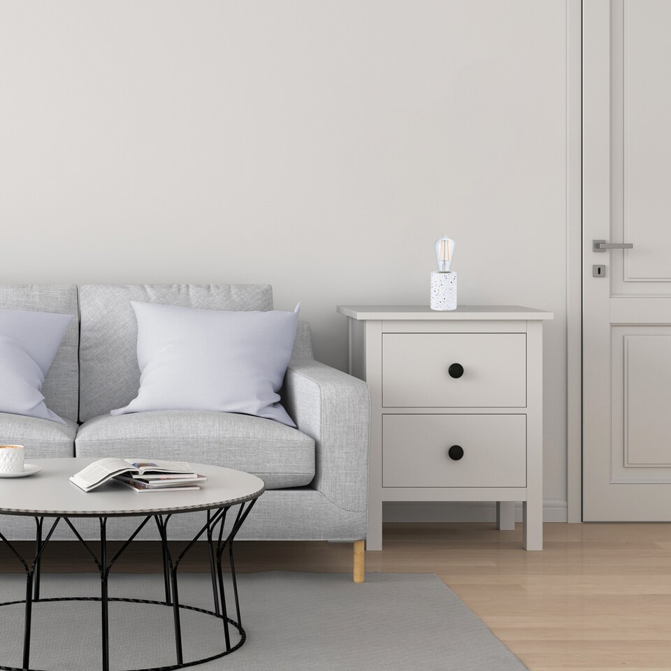 image 1 of Modern White Mosaic Concrete Table Lamp for Vintage Industrial Style Light Bulbs | White