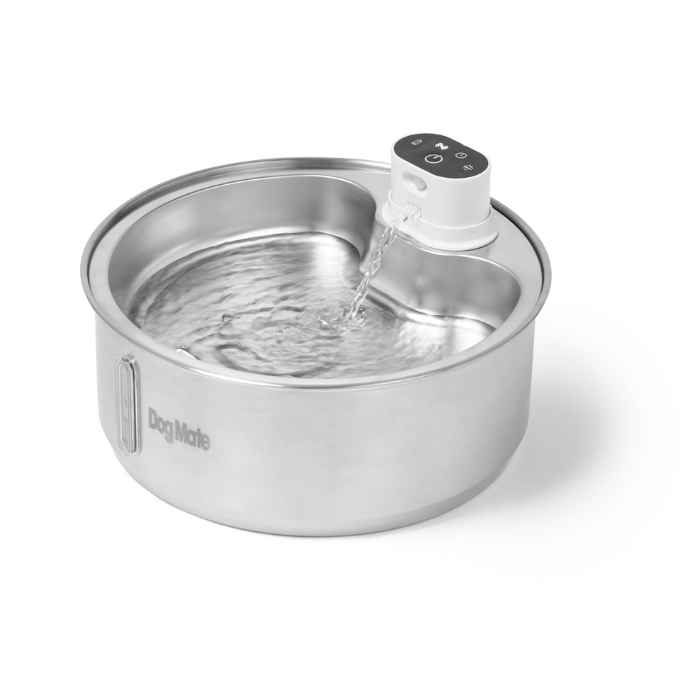 image 1 of Dog Mate 8 Litre Stainless Steel Cordless Pet Water Fountain | Silver