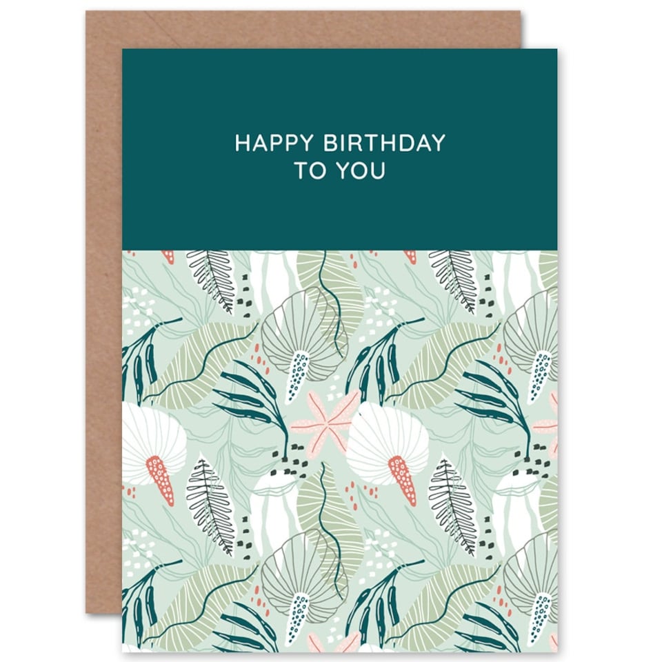 image 1 of Calla Lily Flower Pattern Floral Happy Birthday Greeting Card