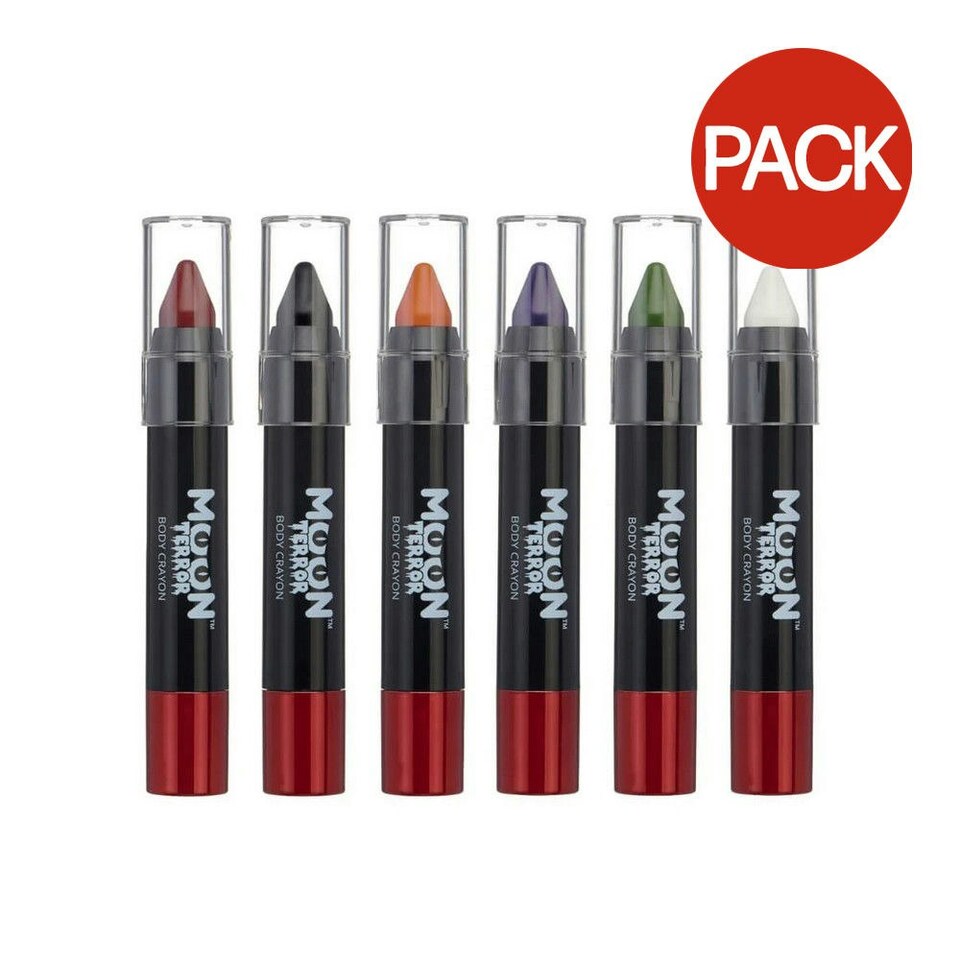 image 1 of Moon Terror Halloween Body Crayons (Pack of 6) - Red/Black/Purple/Orange/White/Green - One Size