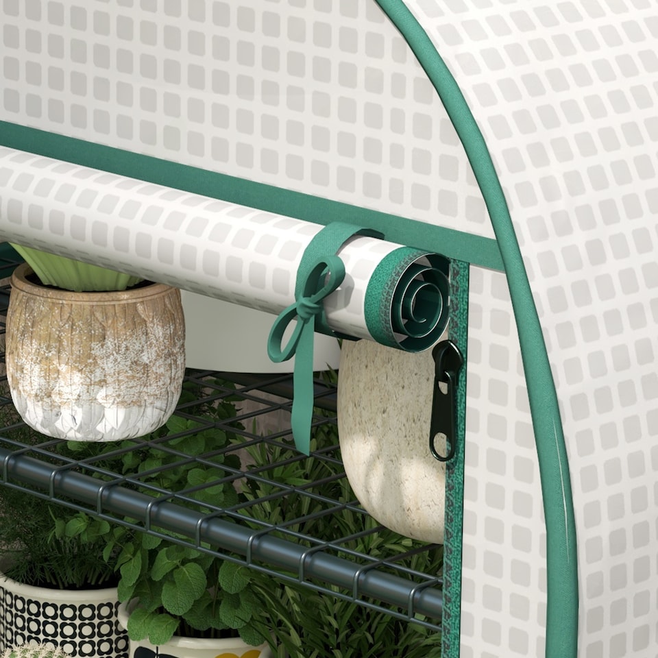 image 1 of Outsunny 80 x 49 x 160cm Mini Greenhouse Portable Green House with Shelf White