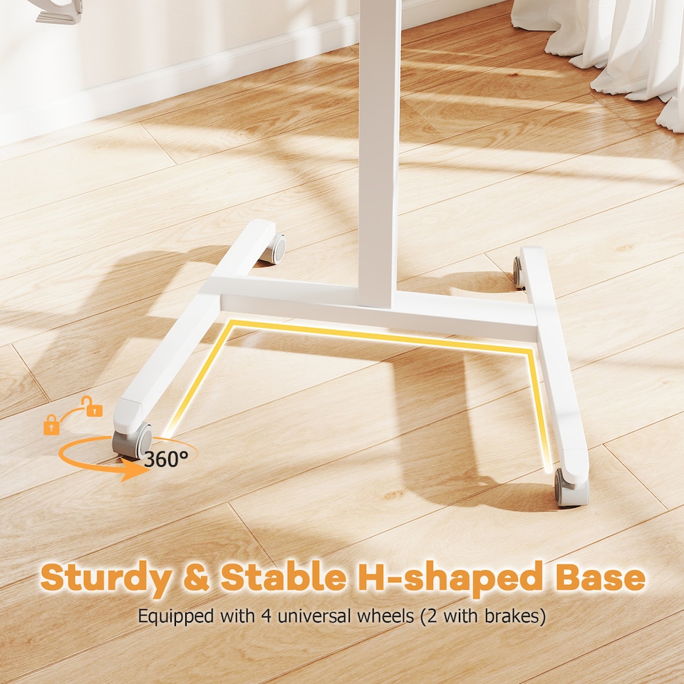 image 1 of COSTWAY Foldable Mobile Desk Portable Computer Desk White