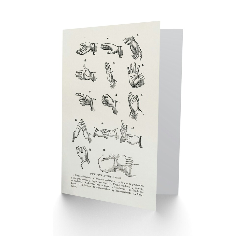 image 1 of Joseph Gibbons Richardson Art Card Positions of Hand Gestures