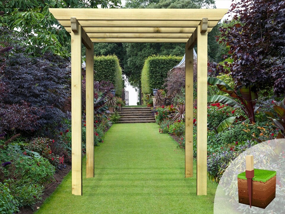 image 1 of eDecks HD Royal Walkway Pergola w/ Super Rafters, Concrete Posts 2.7m - 2.4x2.4m