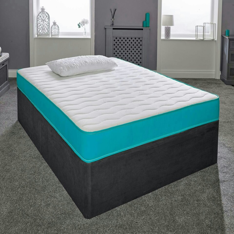 image 1 of Coil Sprung Hybrid Mattress - Medium Soft Comfort, Cooltouch Breathable Cover Blue | Double