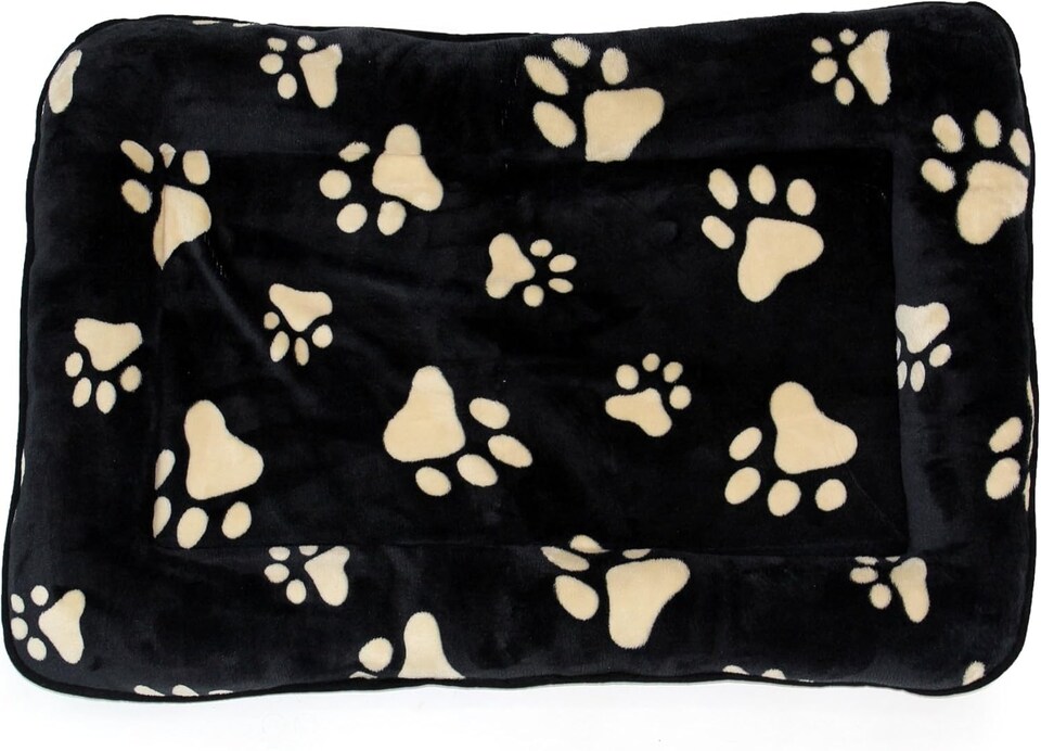 image 1 of Actiaspet Dog Puppy Cage Bed - Soft Machine Washable Faux Fur Cover with Paw Print Design (30")