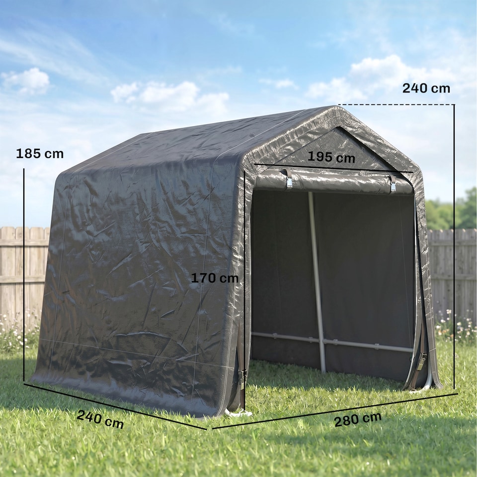 image 1 of Outsunny Outdoor Garden Storage Shed Waterproof Bike Tent w/ Zipper Doors