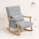 image 3 of HOMCOM Rocking Chair, Upholstered Accent Armchair with Lumbar Pillow, Side Pocket & Solid Wood Legs, Modern High Back Leisure Rocker Lounge Chair for Nursery, Living Room, Bedroom, Light Grey | Grey