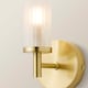 image 5 of ValueLights Canya Pair Gold IP44 Frosted Glass Wall Lights & Bulbs | Gold