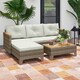 image 8 of Outsunny L Shaped Garden Conversation Chaise Lounge Furniture, Cream