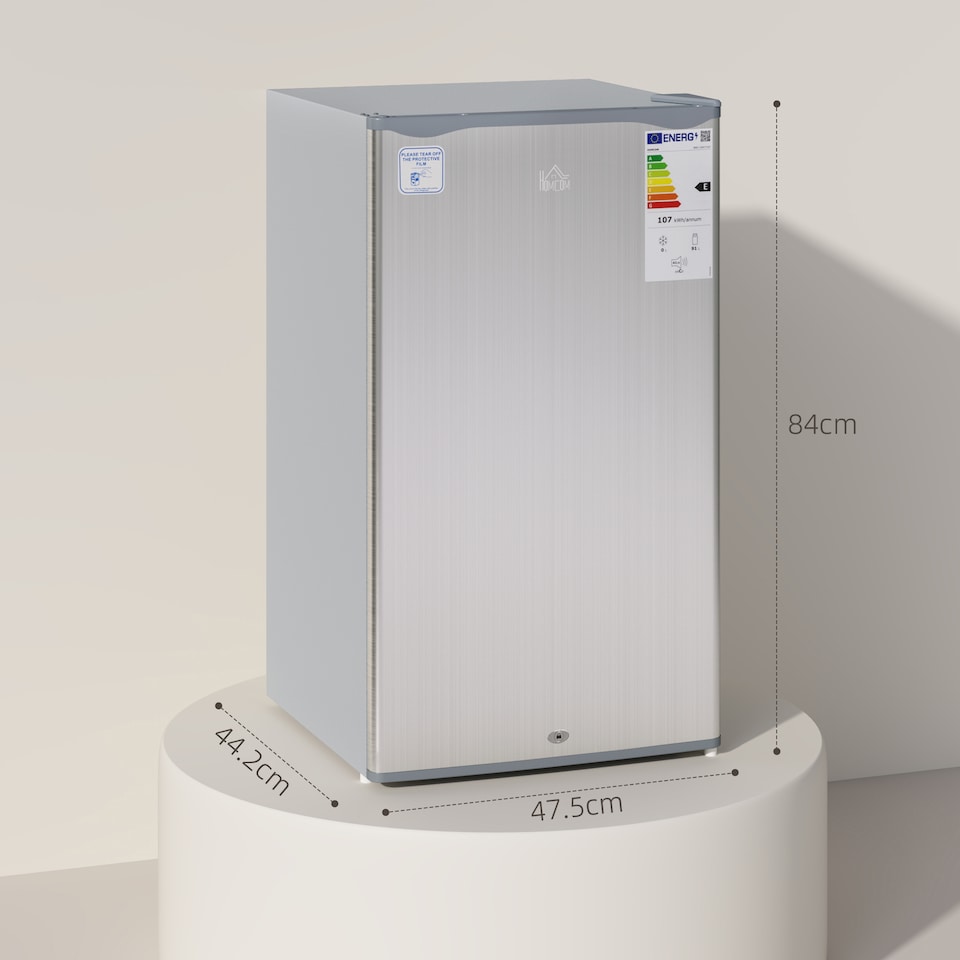 image 1 of HOMCOM 91L Freestanding Under Counter Fridge with Lock Grey | Grey