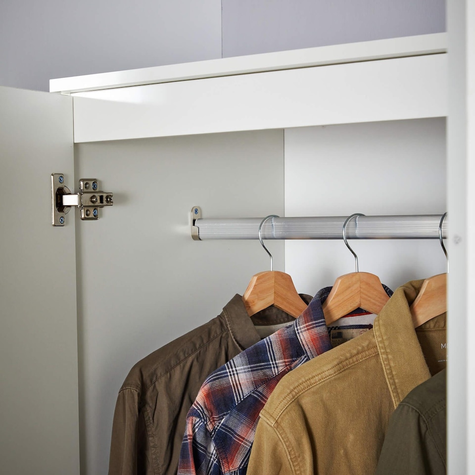 image 1 of Wardrobe 2 Door 2 Drawer Storage Cabinet Modern Home Bedroom Furniture | White