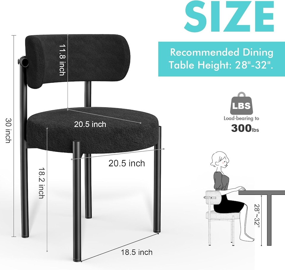 image 1 of Dining Chairs Set Teddy Fabric for Kitchen Bedroom Living Room Study Cafe Chairs