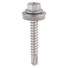 Timco - Metal Construction Light Section Screws - Hex - EPDM Washer - Self-Drilling - Exterior - Silver Organic (Size 5.5 x 19 - 100 Pieces)