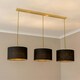 image 2 of ValueLights Reni Black Drum Shade 3 Drop Bar Gold Diner Ceiling Pendant Light with Bulbs Gold