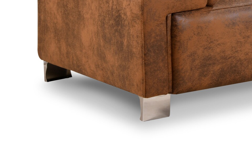 image 1 of Faux Leather Brown Suede Right Hand Facing Corner Sofa LIVORNO