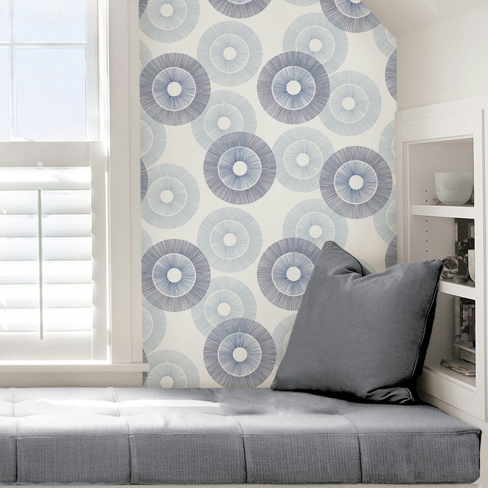 image 1 of NuWallpaper SLW3424 B-Spoke Self Adhesive Wallpaper, Blue Multi