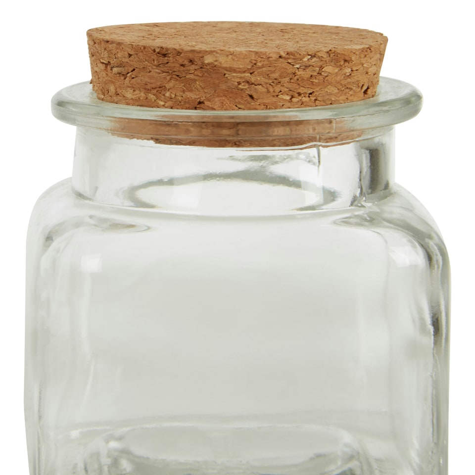 image 1 of Interiors by Premier Set of Six Square Small Glass Jars, 160ml Capacity Each, Eco-Friendly Glass with Airtight Cork Lids