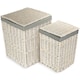 image 1 of Set of 2 Square White Wash Laundry Hamper with Grey Sage Lining | Grey | Grey