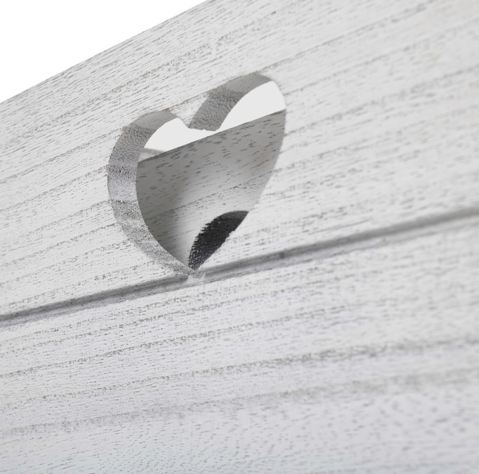 image 1 of Set of 2 Vintage Effect Heart Cut Handle Wooden Storage Crate | Brown | Brown | 2