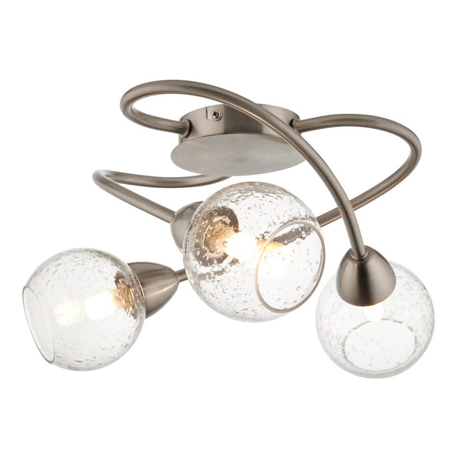 image 1 of Callen Satin Nickel 3 Light Flush Ceiling Light