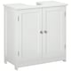 image 6 of kleankin 60x60cm Under-Sink Storage Cabinet w/ Adjustable Shelf Drain Hole White White | White