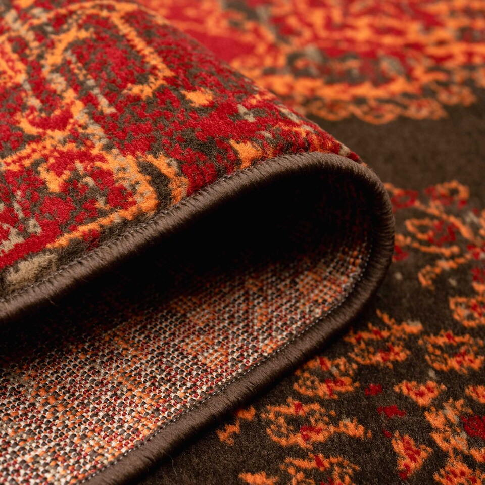 image 1 of KUKOON Red Brown Traditional Patchwork Living Area Rug 120cm x 170cm