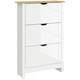 image 1 of HOMCOM 18-Shoe Storage Cabinet 6 Shelves 3 Drawers White | Oak | 72cm x 26cm x 112cm