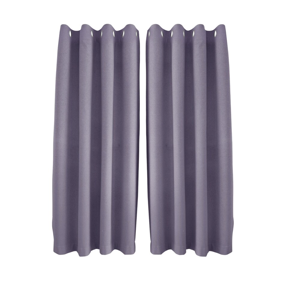 image 1 of Purple Mauve Linen Blackout Curtains - 46 x 63 Inch Drop - 2 Panel | Purple | One Size