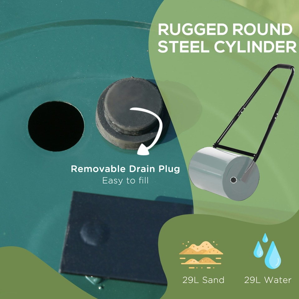 image 1 of Outsunny 30 L Lawn Roller Large Heavy Duty Metal Sand or Water Filled