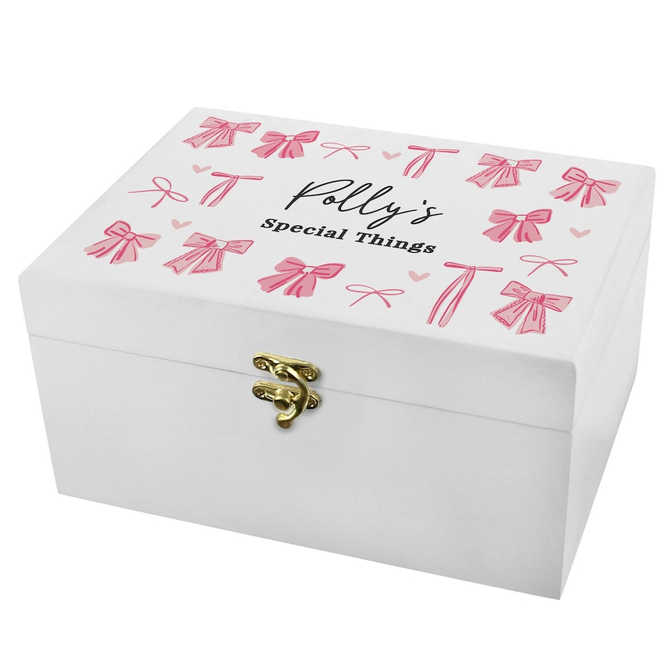 image 1 of Personalised Bow Storage Box White | One Size